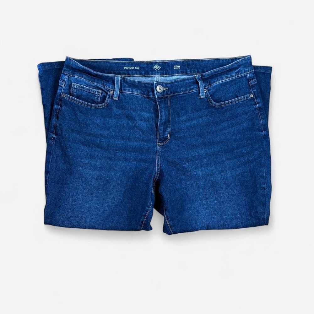 St Johns Bay Womens Bootcut Jeans Short Dark Wash Stretch Denim Plus Size 20